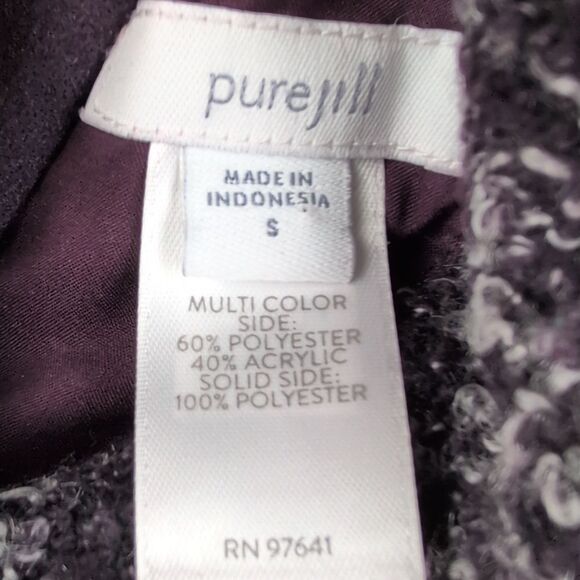 J. Jill purejill Reversible Marled Dark Fig Jacket Button Front Hooded Coat Cozy - Picture 3 of 10